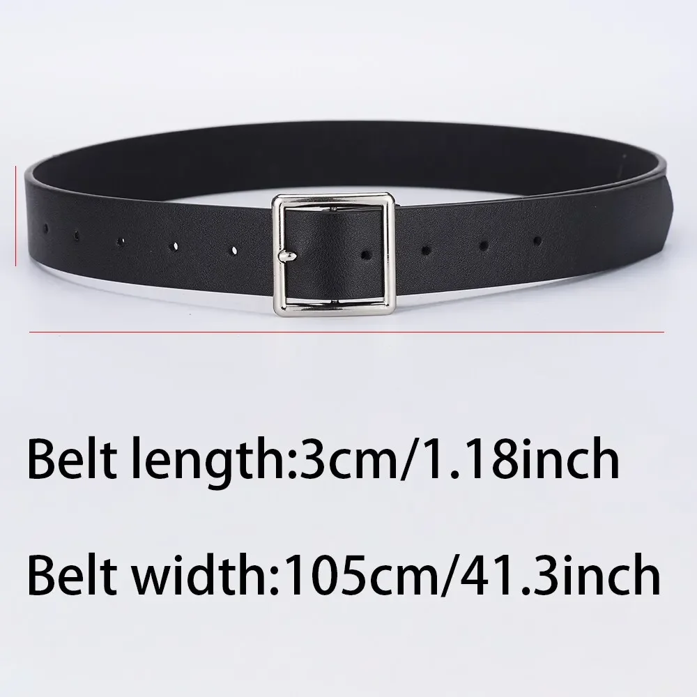 2024 Women'S Belt Soft Pu Leather Belt Square Buckle Pin Buckle Jeans Black Belt Chic Luxury Brand Fancy Vintage Strap Female