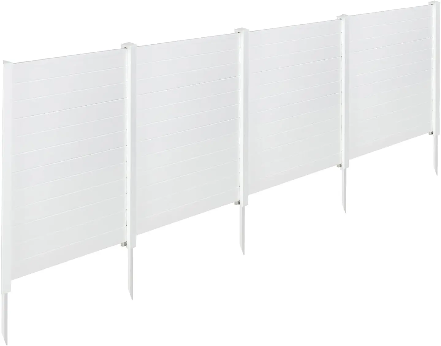 Happygrill Air Conditioner Fence, 4 - Panel Outdoor Pvc Vinyl Privacy Fence Panels W/ 3 Cuspidal Foot Stakes, 48.5”W X 49”H