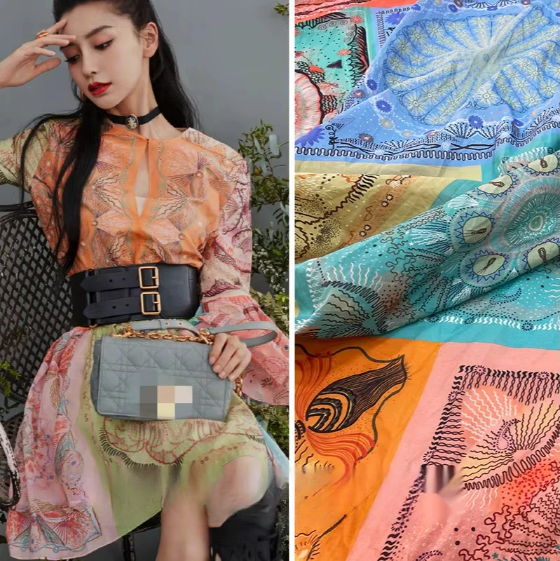 2025 Spring Summer 100 % Cotton Printing Fabric Square Ethnic Style Colorful Womens Dresses Clothing Cloth DIY Sewing Fabrics