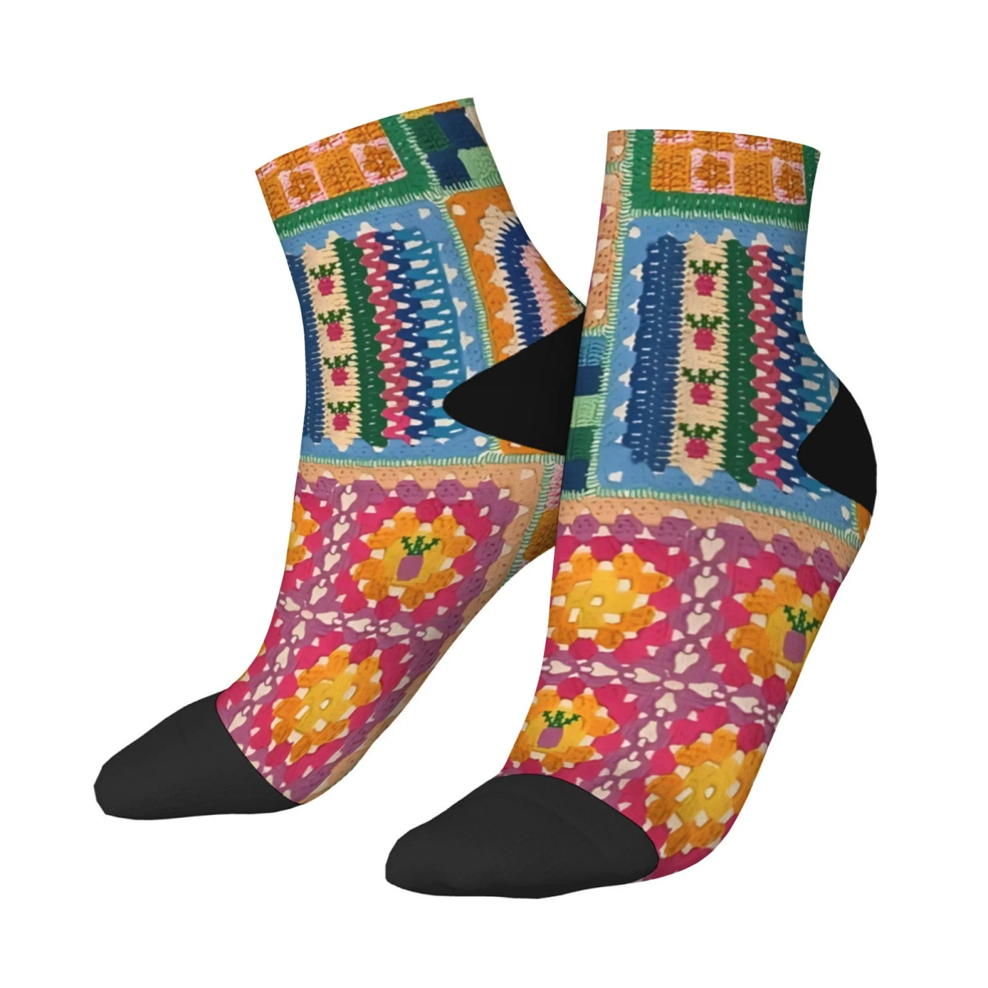

Crazy Happy compression socks Sun-style jigsaw puzzle Men's short socks Novelty funny socks Hip Hop casual Harajuku style gift