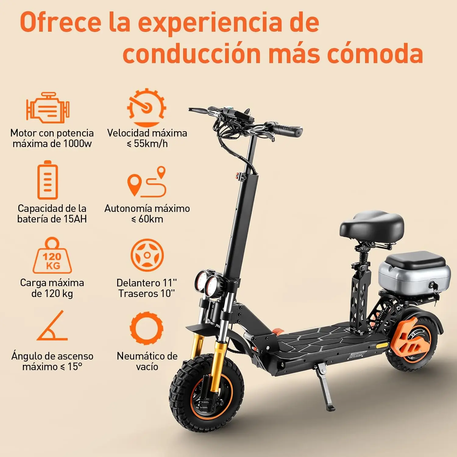 HONEYWHALE H3 folding electric Scooter for adults electric Scooter with 1000W Motor, maximum speed 55 km/h, 15AH-A battery, shipping from Mexico