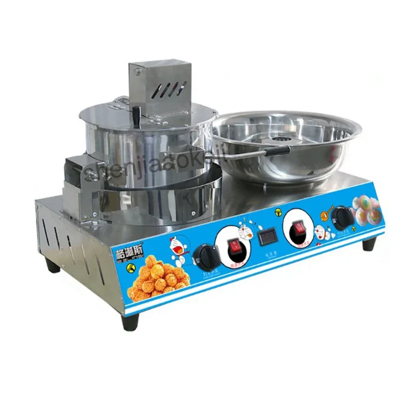 Household 220v Popcorn Machine Cotton Candy Machine Commercial Stainless Steel Electric Gas Mobile Popcorn Cotton Candy Combine
