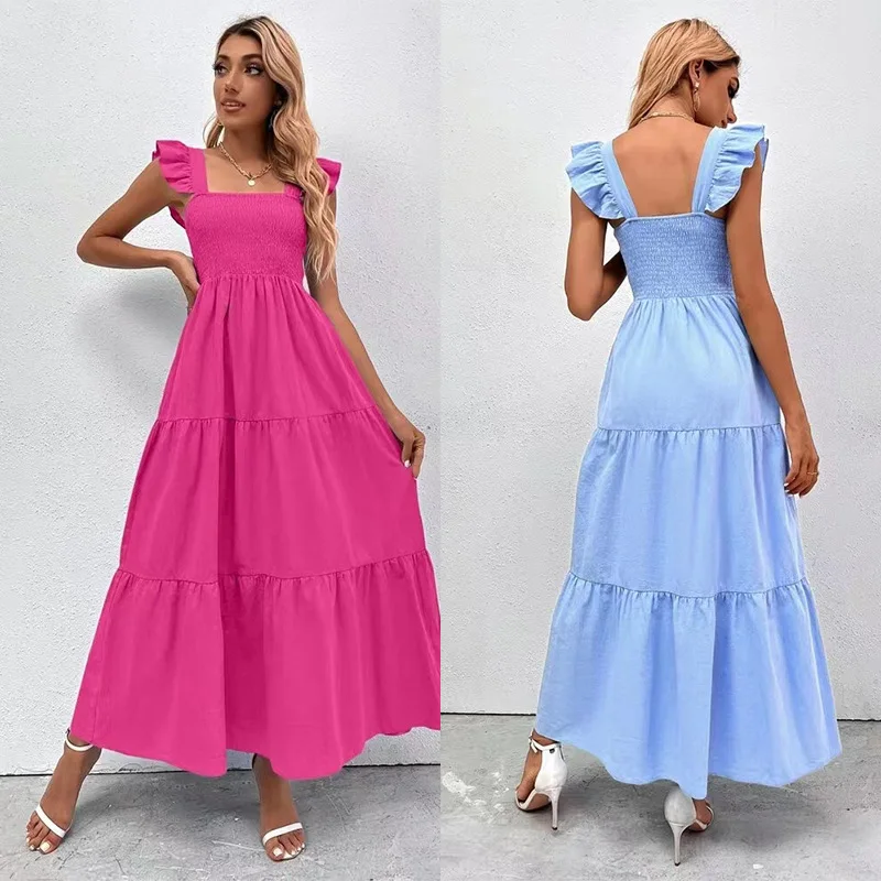 Women's High Waist Backless Sling Cake Dress, Independent Station, Summer, New, in Stock, 2024