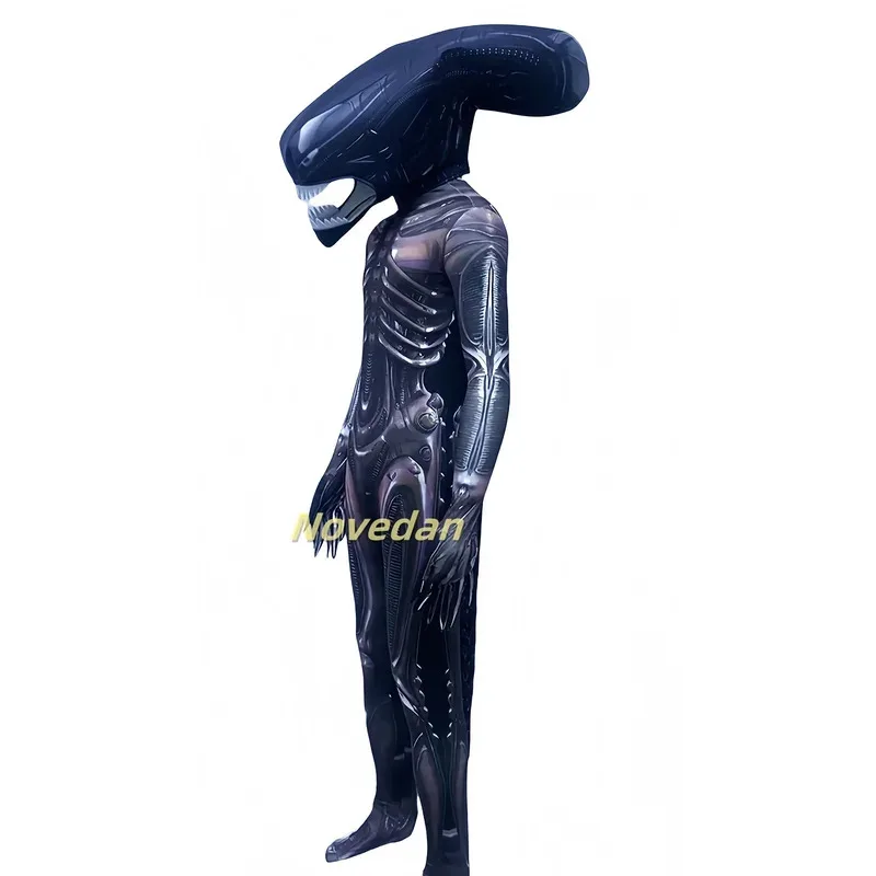 ليلي 123Alien Xenomorph زي الاطفال الكبار الخيال العلمي فيلم رومولوس قناع رأس دعوى مخيف الفضاء الوحش الزي لجميع القديسين تأثيري