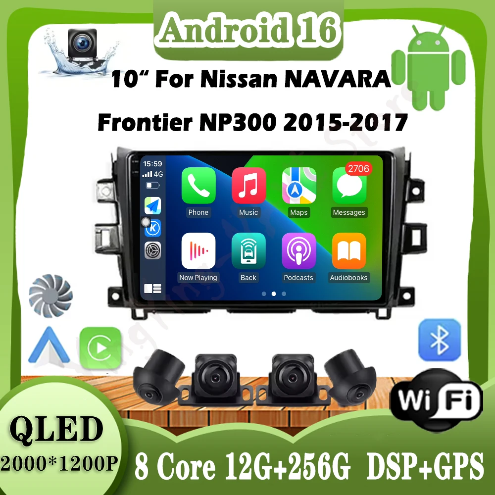 

10 дюймов для Nissan NAVARA Frontier NP300 2015-2017 Android 16 Автомобильный радиоприемник GPS Мультимедийный видеоплеер 4G + WIFI BT Стерео головное устройство