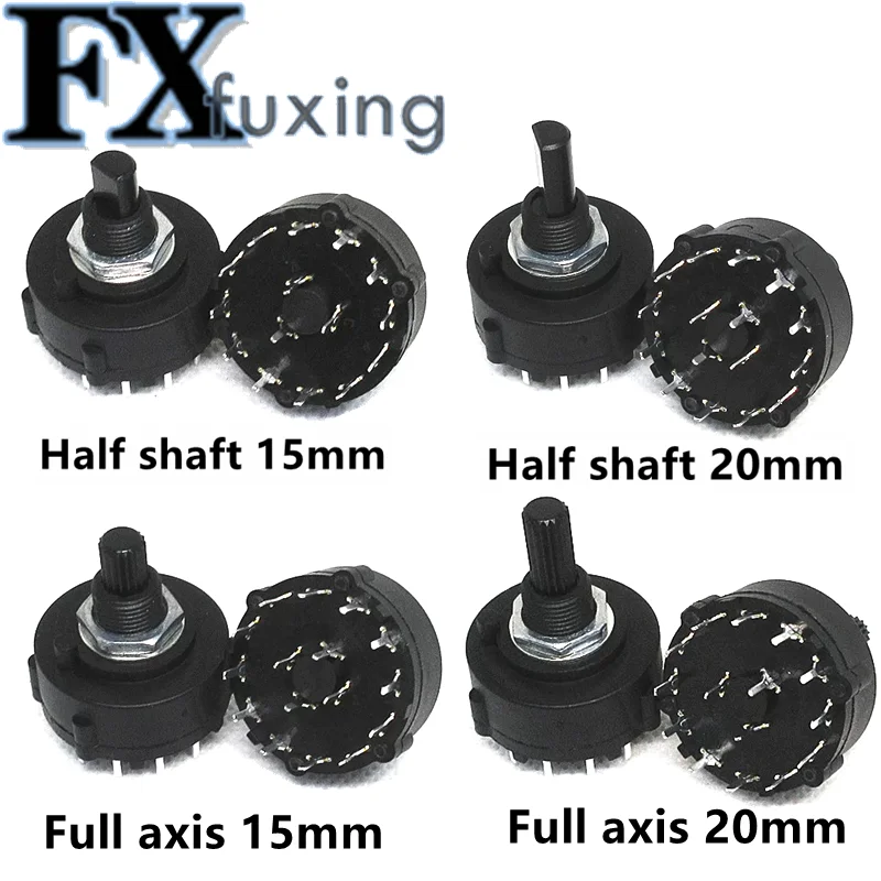 2pcs RS26 1 2 3 4 Pole Position 12/6/4/3 Selectable Band Rotary Channel Selector Switch Single Deck Rotary Switch Band 15mm 20mm