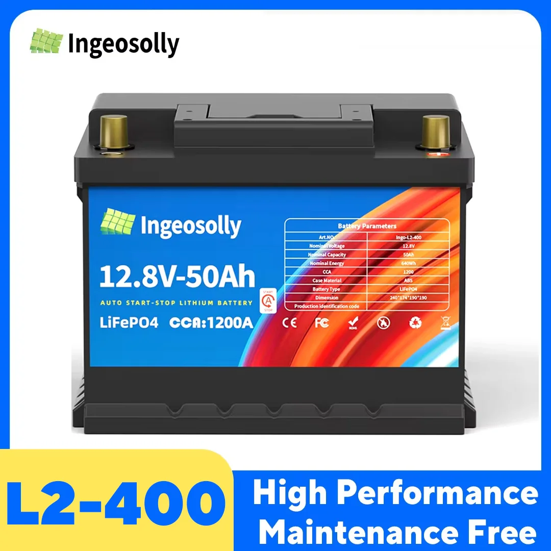 L2-400 12V Autobatterie LiFePO4 Ersatzbatterien für Fahrzeuge 50Ah CCA1200 Star-Stop Wartungsfrei Startbatterie für PKW und LKW