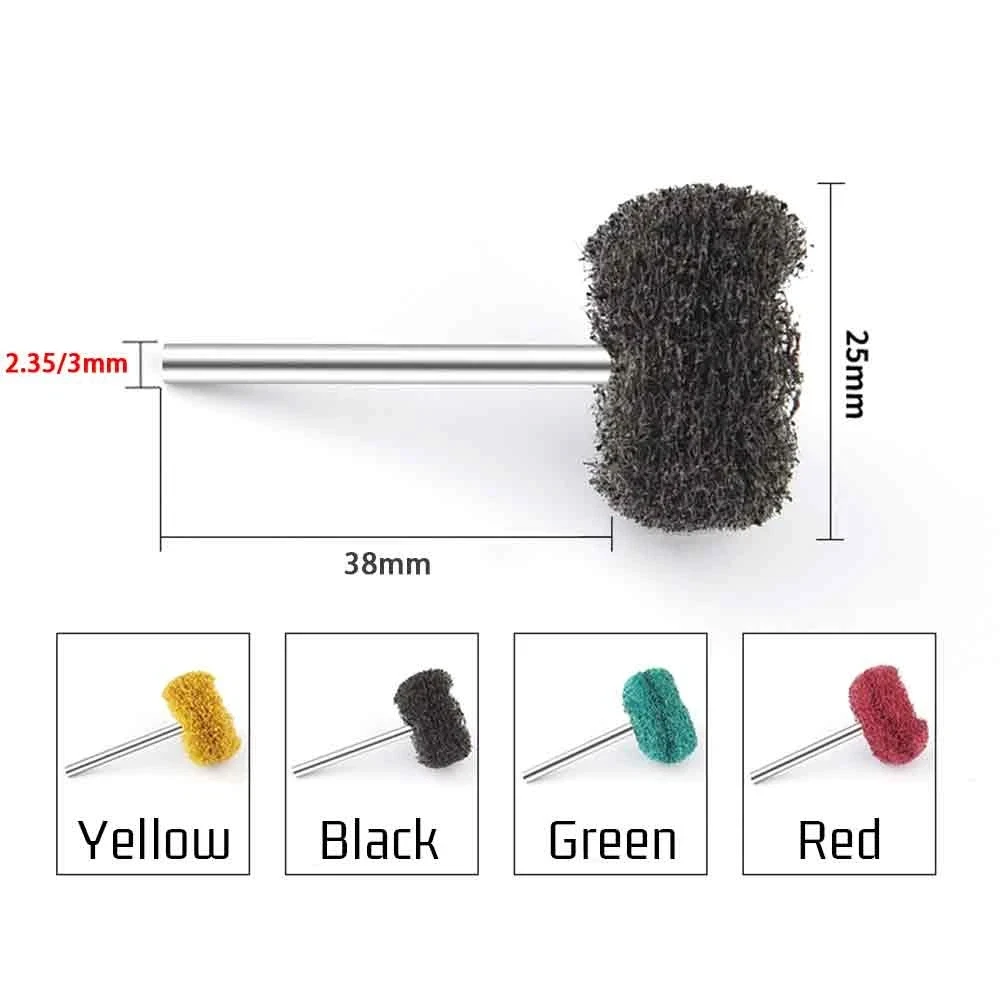 Mini Scouring Pad Brush Nylon Polishing Wheel 2.35mm/3mm Shank Dremel Rotary Hand Tool Accessories Set Rust Remover
