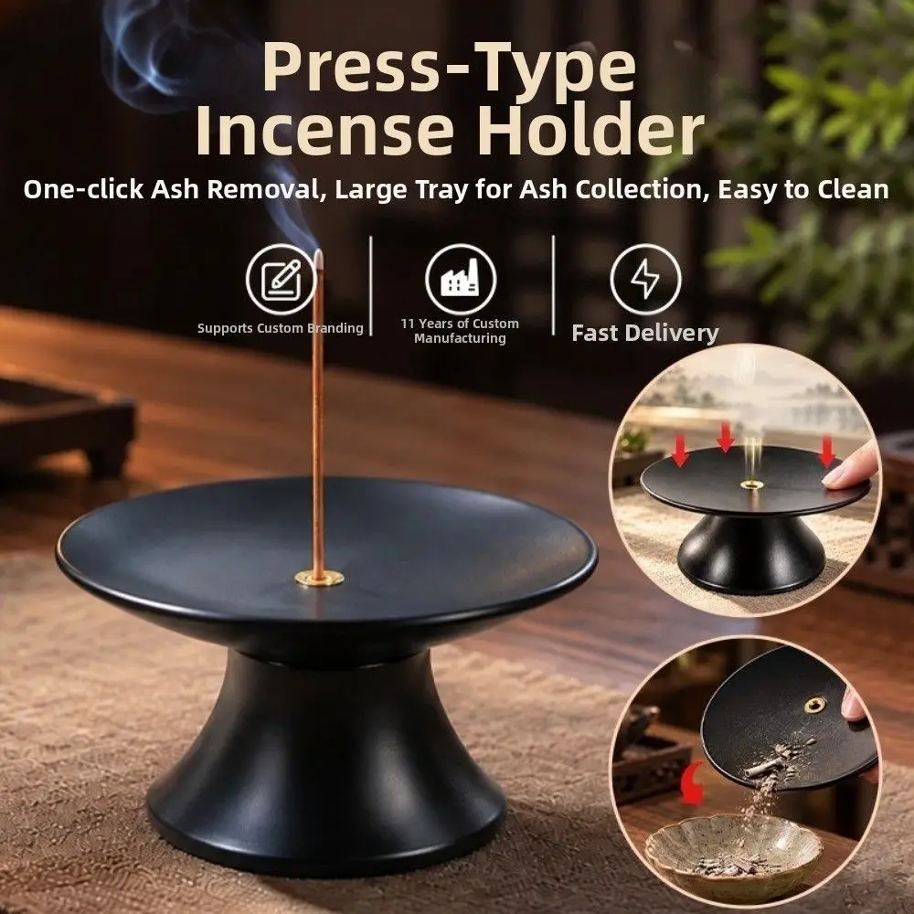One-Touch Automatic Zen Incense Burner Holder Pressing Classic Incense Stick Holder Can Pop Up Plastic