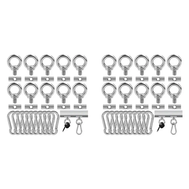 

【HOT ITEMS】20PCS Awning Rail Stoppers 6Mm With 20 Carabiners, 304 Stainless Steel Rv Awning Hooks For Lights Camping Awning