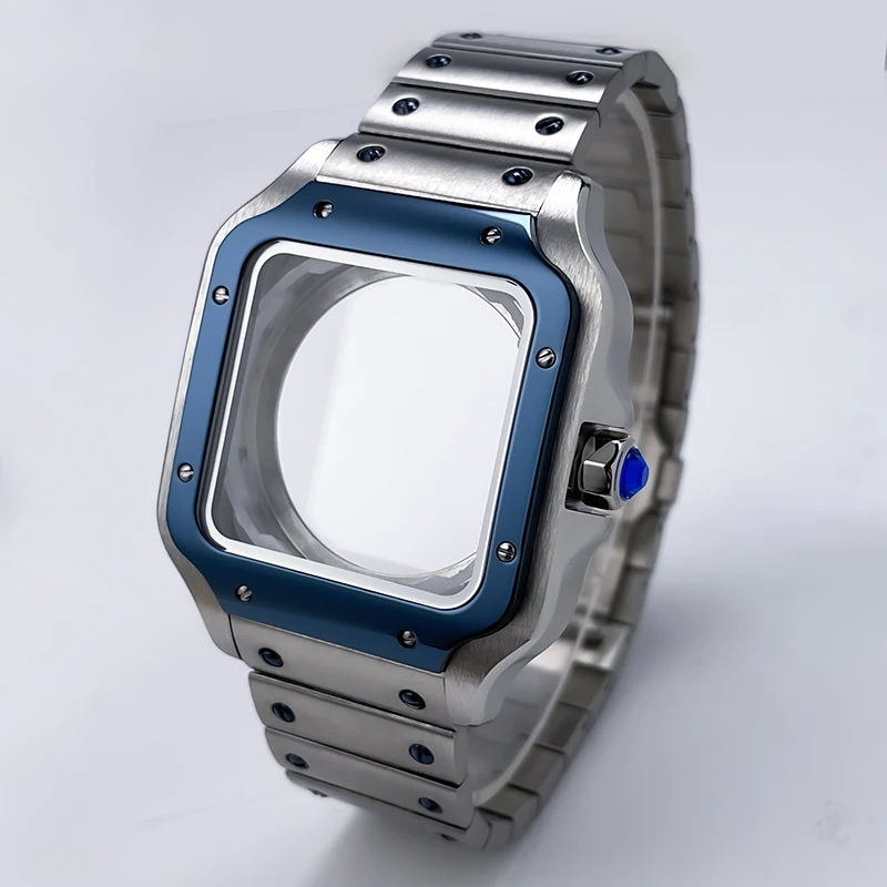 38mm NH35 Quadratisches Gehäuse Schwarz Gold Edelstahl Modifikationsteile für SKX Mod Zubehör Fit Santo Case NH35 NH36 Uhrwerk – Detail 7