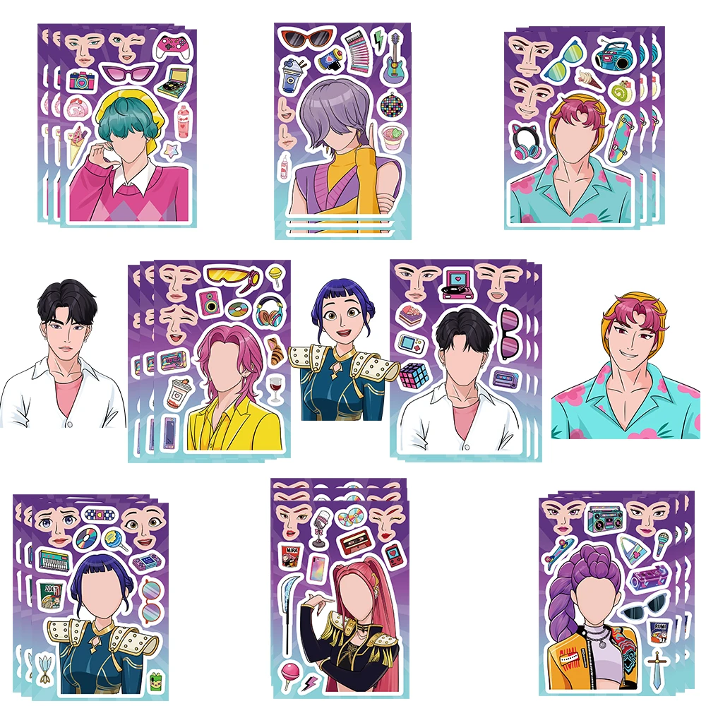 8PCS Cartoon New Demon Hunting Girl Collage Sticker Creative Graffiti Phone  Waterproof PVC Fashion Style Invitation Sticker