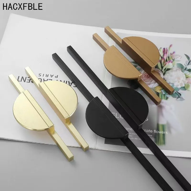 Modern Golden Semicircle Cabinet Handles Solid Aluminum Alloy Kitchen Handles Pulls Simple Dresser Drawer Knobs Furniture Handle