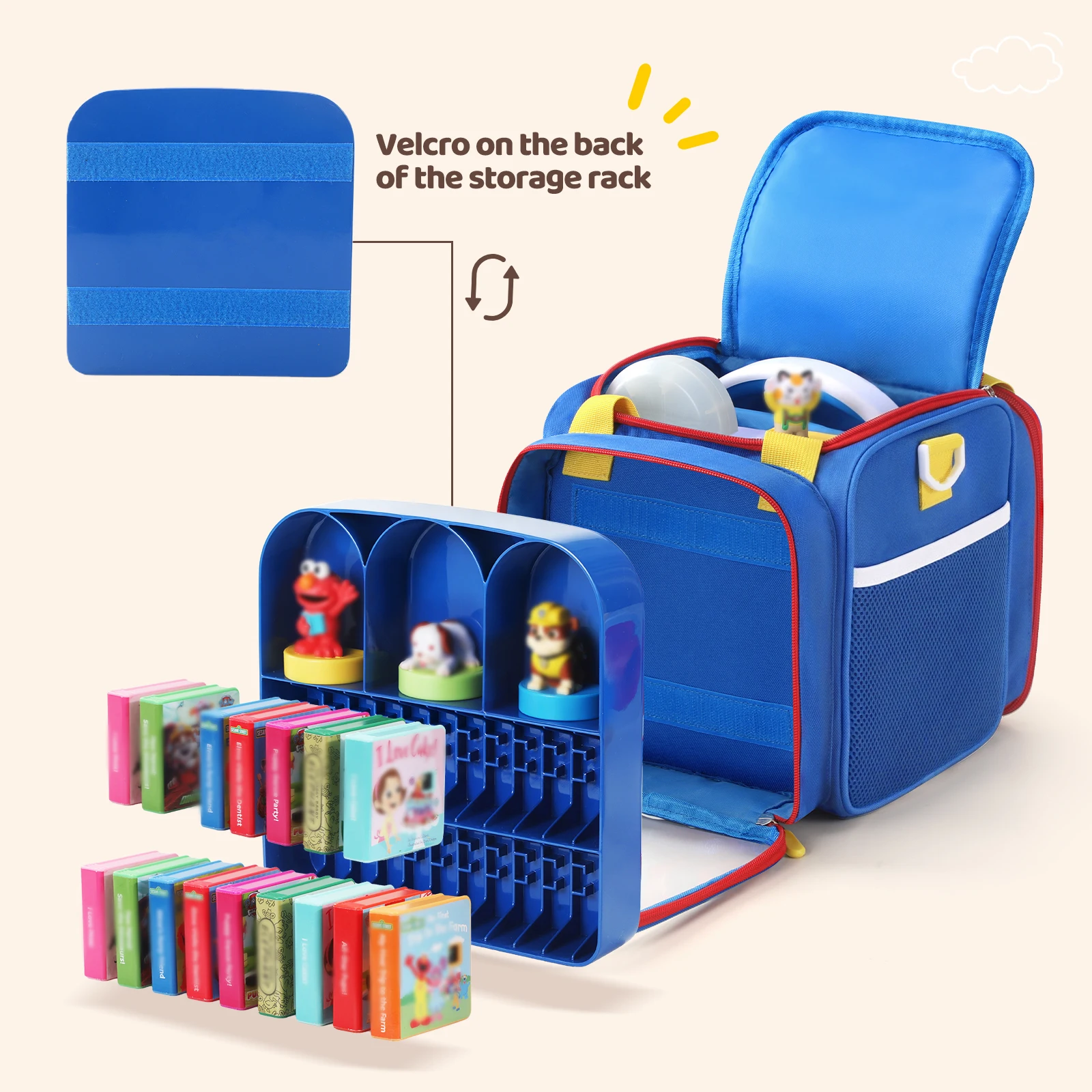 Portable Cute Storage Bag For Little Tikes Story Dream Machine with Strap & Compartments Kids Storybook Carrying Bag