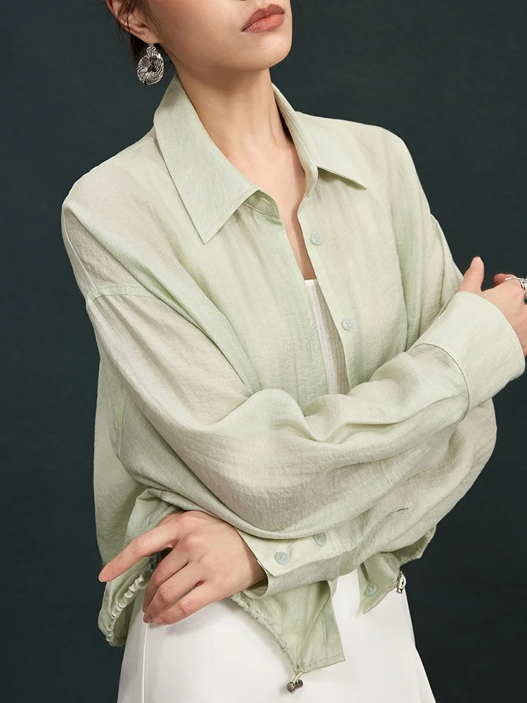 

l Oxygen Bar Built-In Breathable ortened Adjustable Sun Protection irt Women's Commute Sle Loose Fit Long Sve ...