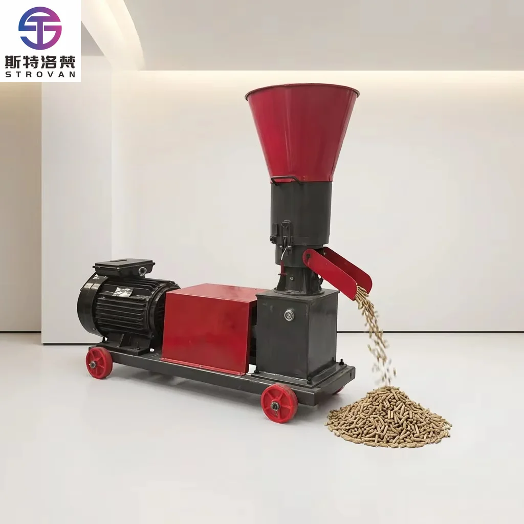New  Powered 15HP Small Farm Feed Pellet Maker for Cattle Sheep Goat Alfalfa Straw Grain Pelletizing Equipment 75-100kg/h