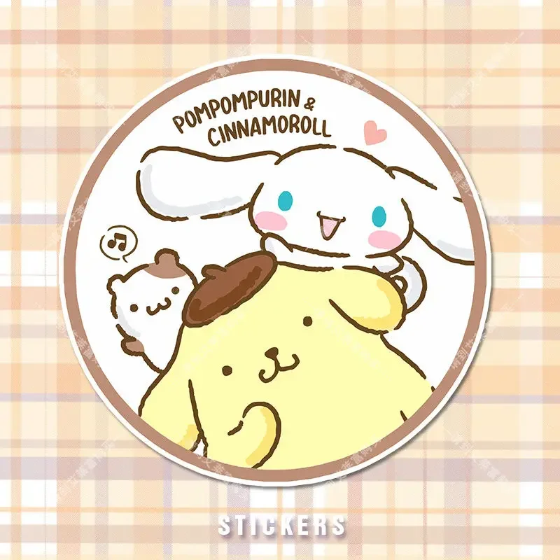 Sanrio Cartoon Cute Cinnamoroll Pompom Purin Car Stickers Car Gas Cap Laptop Scratches Decorative Waterproof Stickers Wholesale