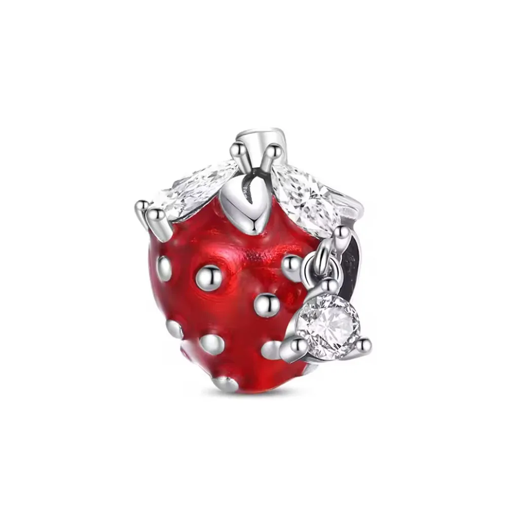 Fruit Series beads Charm Fine 925 Silver Strawberry cherry apple watermelon Pendant Fit Original Bracelet Women DIY Jewelry Gift