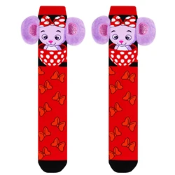 Christmas girl socks cute red high tube socks girl polka dot knee socks plush ear socks long socks