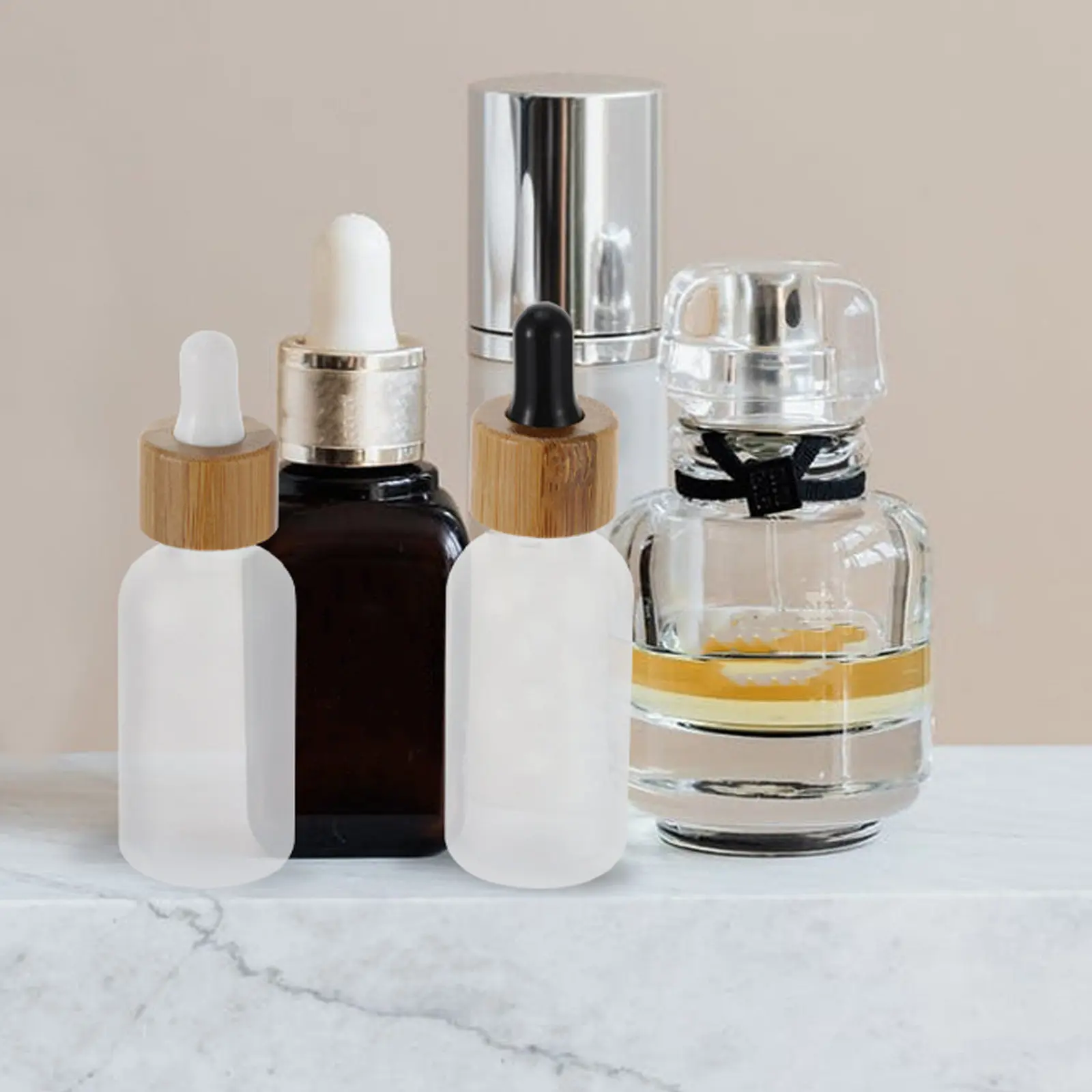 4Pcs 30Ml Dropper Glass Bottles Empty Refillable Essential Oil Serum Bottle Portable Travel Sub Bottle for Cosmetics Skincare