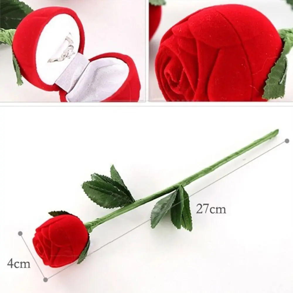 Boxes Cases Unique Case Engagement Display Box Red Storage Earring Wedding Flower Jewelry Gift Rose Ring