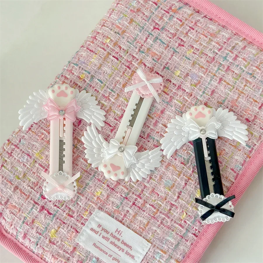 Mini cortador de papel con forma de pata de gato pequeño, cuchillo de corte de utilidad, caja de cuchillo, abridor de sobres de letras, suministros de oficina, cuchillo Kawaii