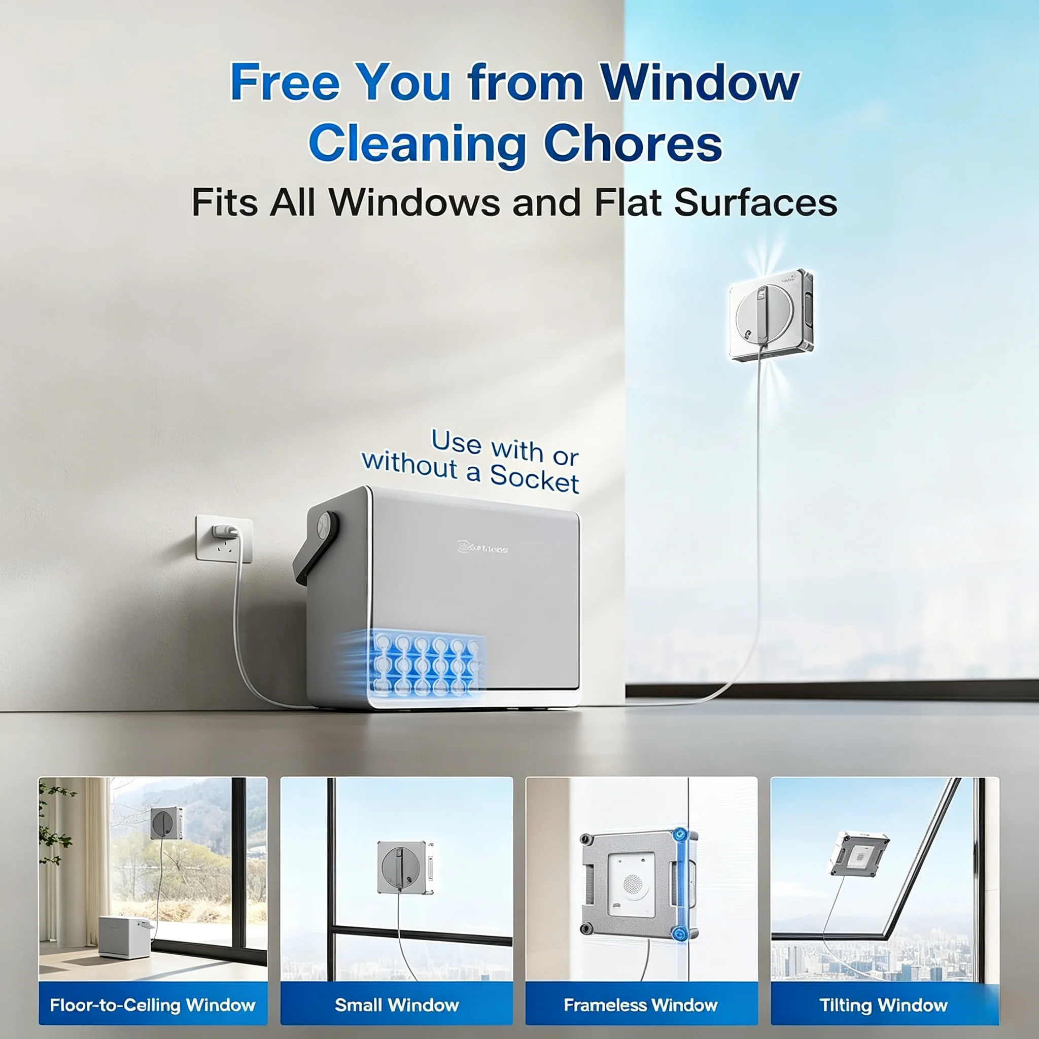 Original ECOVACS Smart Robot for Washing Windows WINBOT W2S PLUS Window Cleaning Robot 8000Pa Glass Vacuum Cleaner For Home