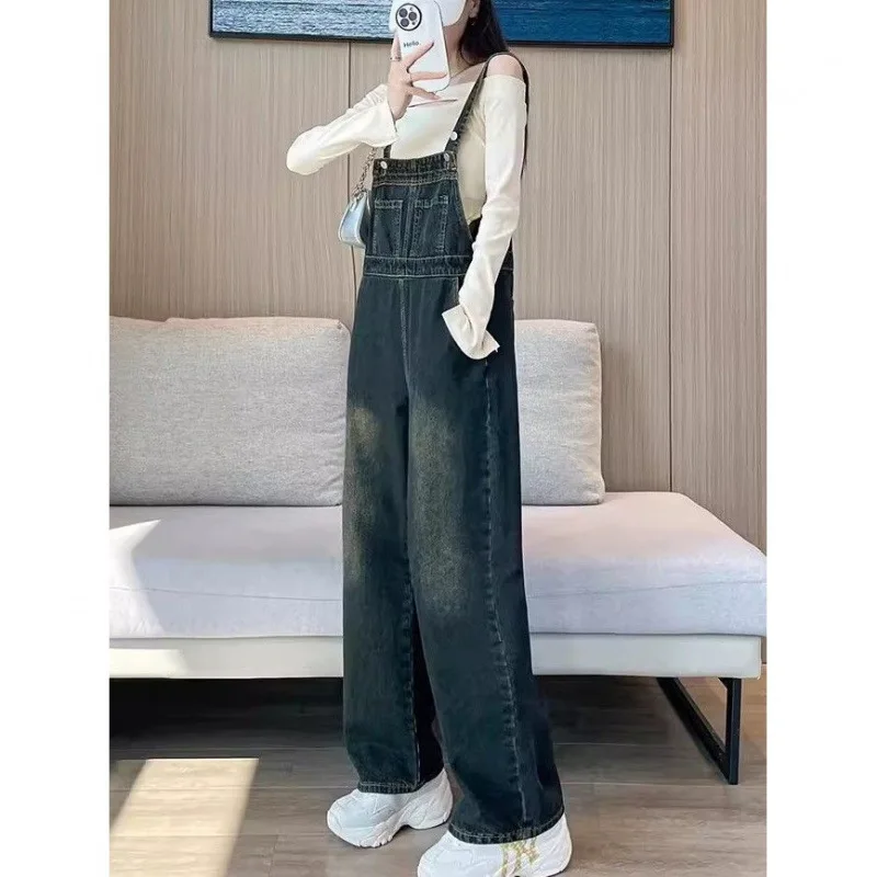 واسعة الساق البضائع وزرة النساء، الربيع والخريف جديد عالية الخصر التخسيس الأمريكية الرجعية المتخصصة مستقيم الساق غسلها Pa #4