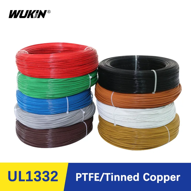 

5M UL1332 PTFE Insulation Cable 12-30 AWG High Temperature Resistance Electronic Tin Silver Plated Copper Multi Core Wire