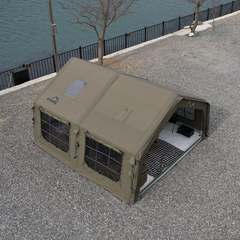 

13.6 Air Tent-Army Green Family Party Travel Camping Outdoor Portable Modern Design Cotton Inflatable Tent