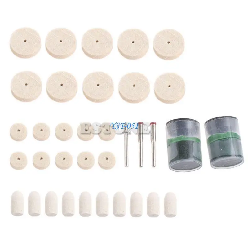 

E15A 35Pcs Soft Felt Polishing Buffing Burr Wheel For Rotary Tools 1/8"