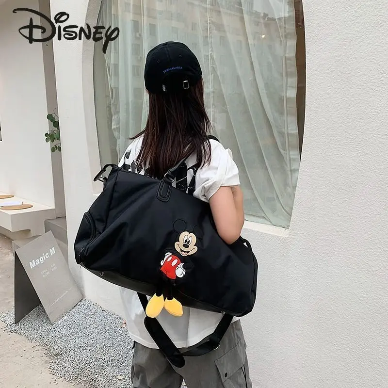 Disney Mickey tas selempang wanita, tas selempang modis basah dan kering bepergian portabel kartun untuk Fitness