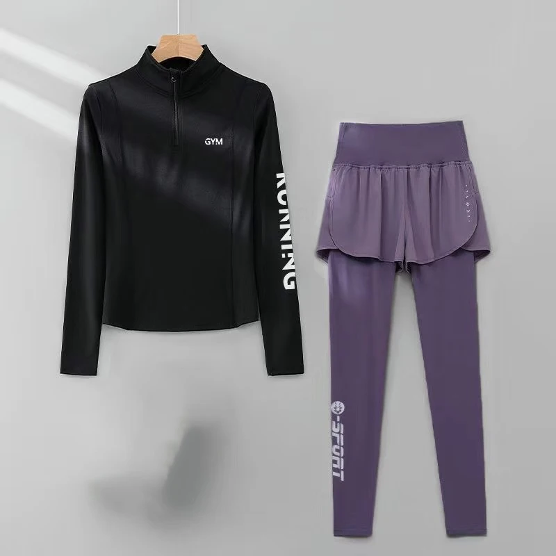 Running suit women's new half zipper student photoshoot, long sleeved slimming professional sports quick drying suit set