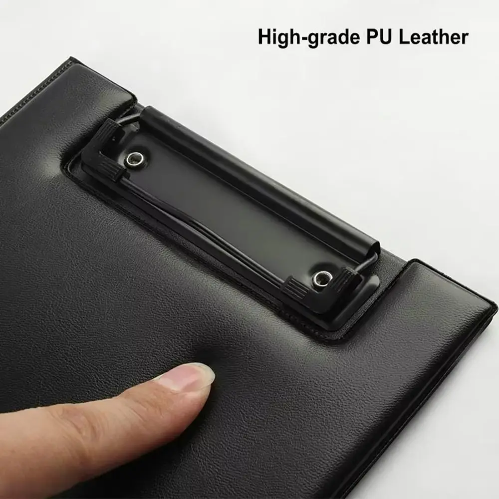 1 قطعة قابلة للطي A4 A5 الحافظة بولي Leather الجلود مع مشبك مشبك مؤتمر مجلد ملفات فائقة النعومة الأسود لوحة الكتابة مكتب التموين
