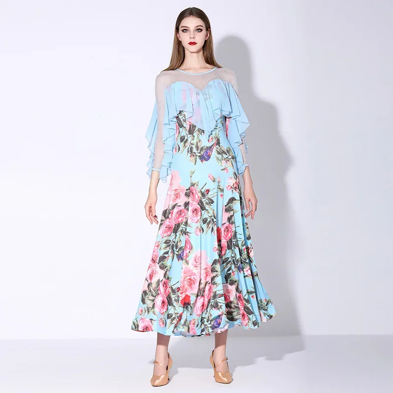 

2023 New Sexy Modern Dance Dress National Standard Women Ballroom Dance Dresses Waltz Performance Costumes MY877