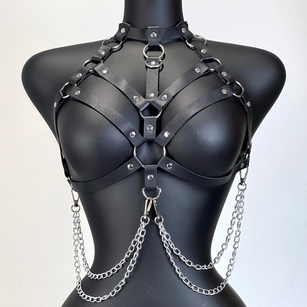 Body Jewelry Goth - Reggiseno a Gabbia in Pelle PU