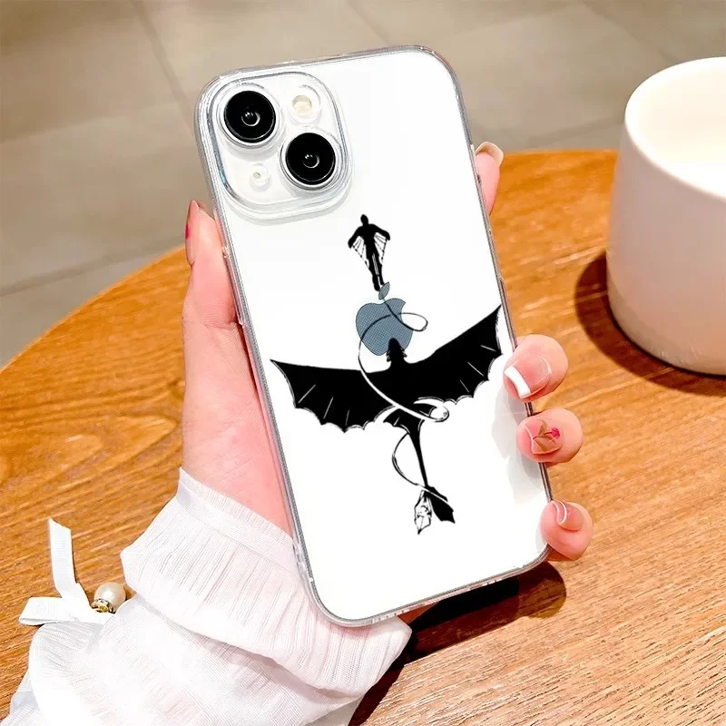 Capa de telefone para iphone 17 16e 16 15 14 13 12 11 air pro max plus adorável casal dentado dragão engraçado transparente capa traseira macia
