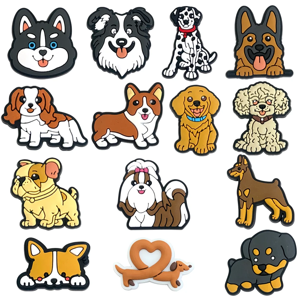 1PCS PVC Cartoon Animals Shoe Charms Kawaii Various Dog Golden Retriever Buckle Accessories Decorations Fit Wristbands