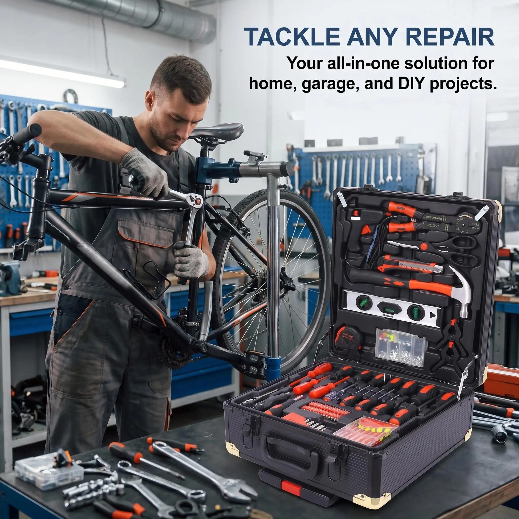 969-Piece Home Repair Tool Set Kit for Men with Rolling Toolbox & 4 Drawers, General Household Hand Tool Kit for