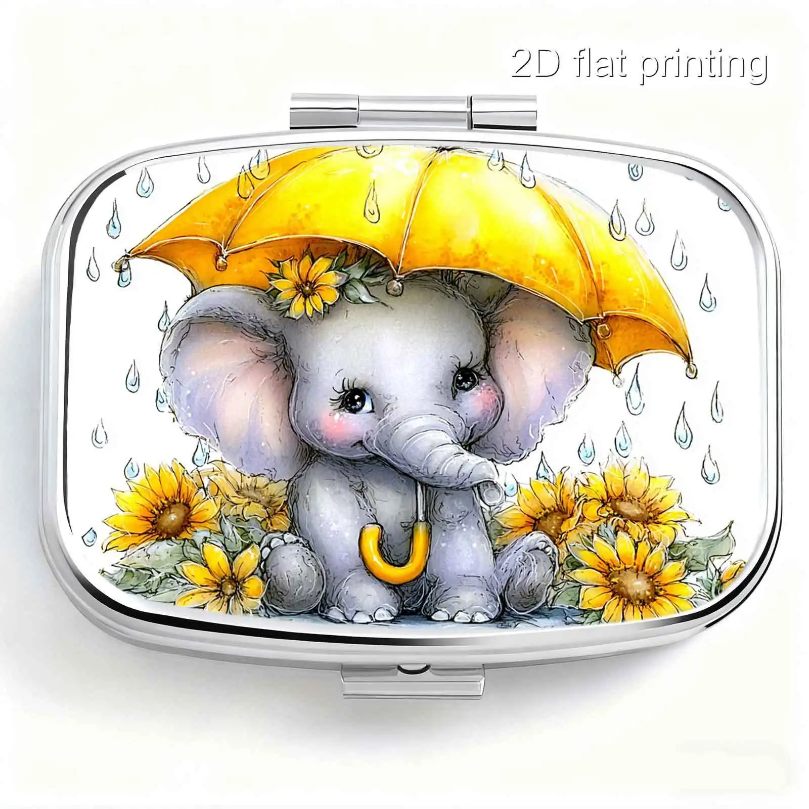 1-Piece Set, Flat Circular Three-Compartment Pill Box, Featuring a Circular Design Inspired by a Winter Snow-Covered Highland Scene with Cows, Mini Portable Pill Box, with a Cool Artistic Feel, Decorative Metal Storage Box for Storing Medicines and Vitamins