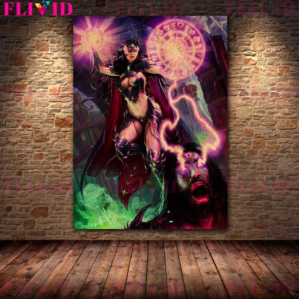 The Witch wood And Archmage Vintage Wall Art Canvas Painting Ghosts,Witchcraft,Magic Art Poster And Prints Home Decor Unframed