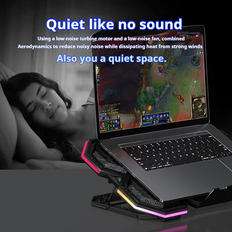 Quiet and Silent 6 Fans Multi size Compatible Laptop Heat Sink Support RGB Light Heat Sink Desktop Shelf