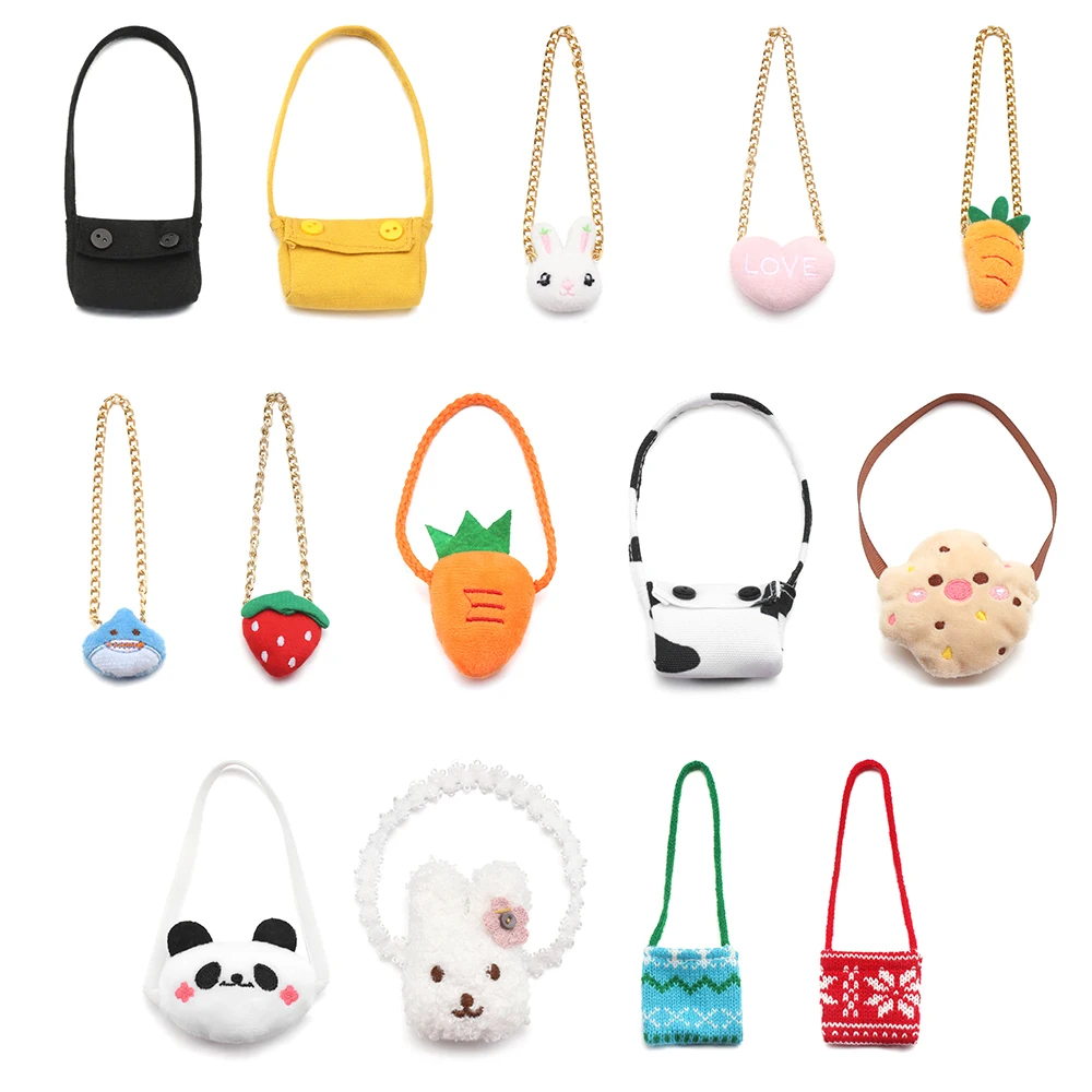 20CM Plush Toys Miniature Bag Cartoon Animal Chain Bag Messenger Bag Handbag For Idol Dolls Accessories Dollhouse Rucksack