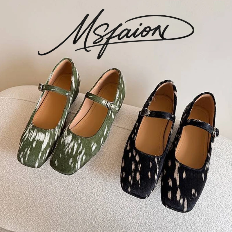 

Vintage Retro Horsehair Leather Flats Women 2026 Spring Summer New Low-Top Comfort Casual Shoes Luxury Design