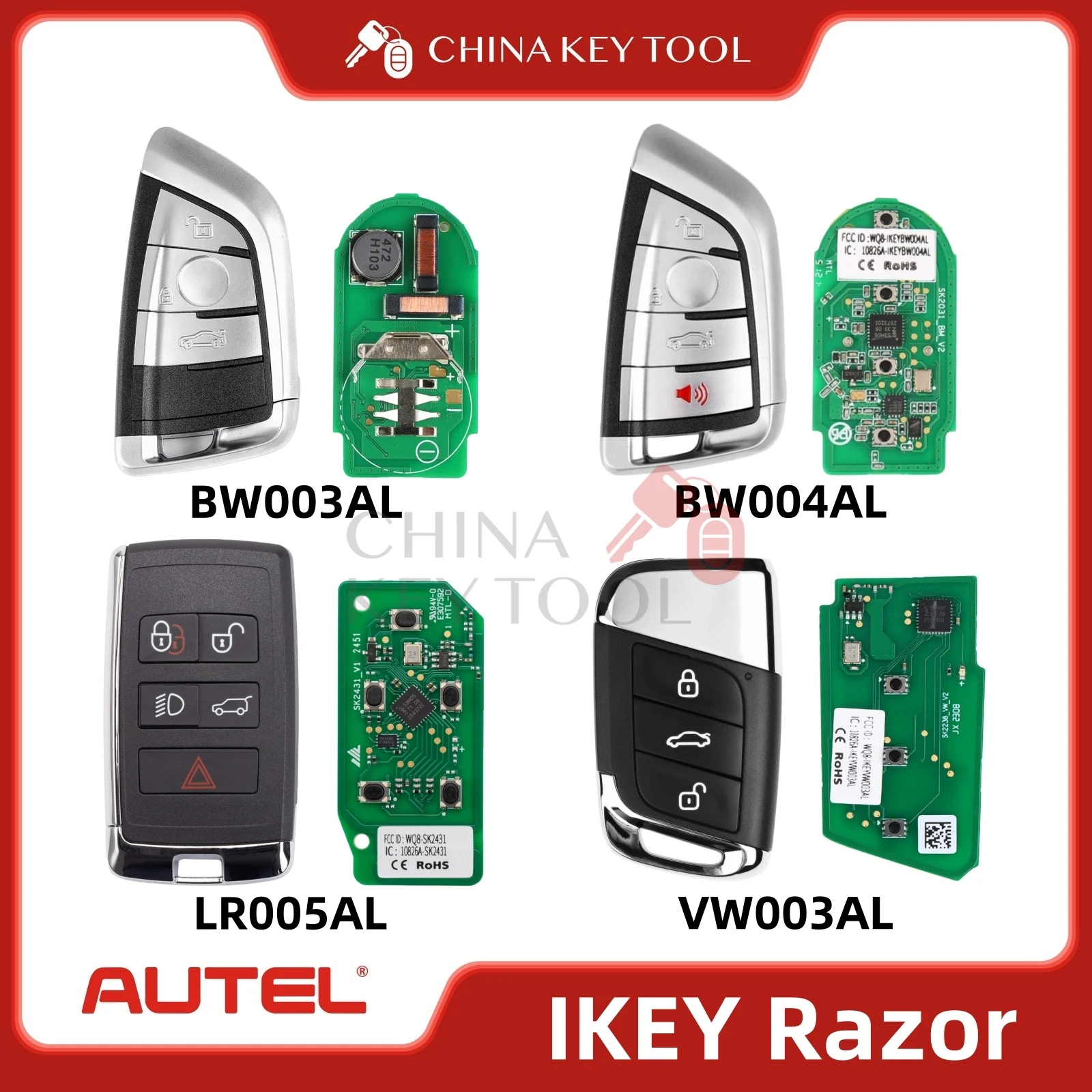 Original Autel MAXIIM Razor Style IKEYBW003AL IKEYBW004AL IKEYLR005AL IKEYVW003AL Smart Universal Key For More Than 700+ Cars