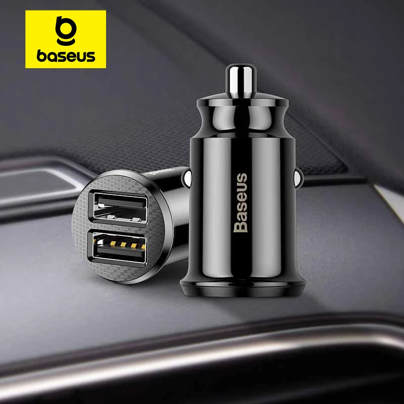 Baseus Mini USB Car Charger For Mobile Phone Tablet GPS 3.1A Fast Charger Car-Charger Dual USB Car Phone Charger Adapter in Car