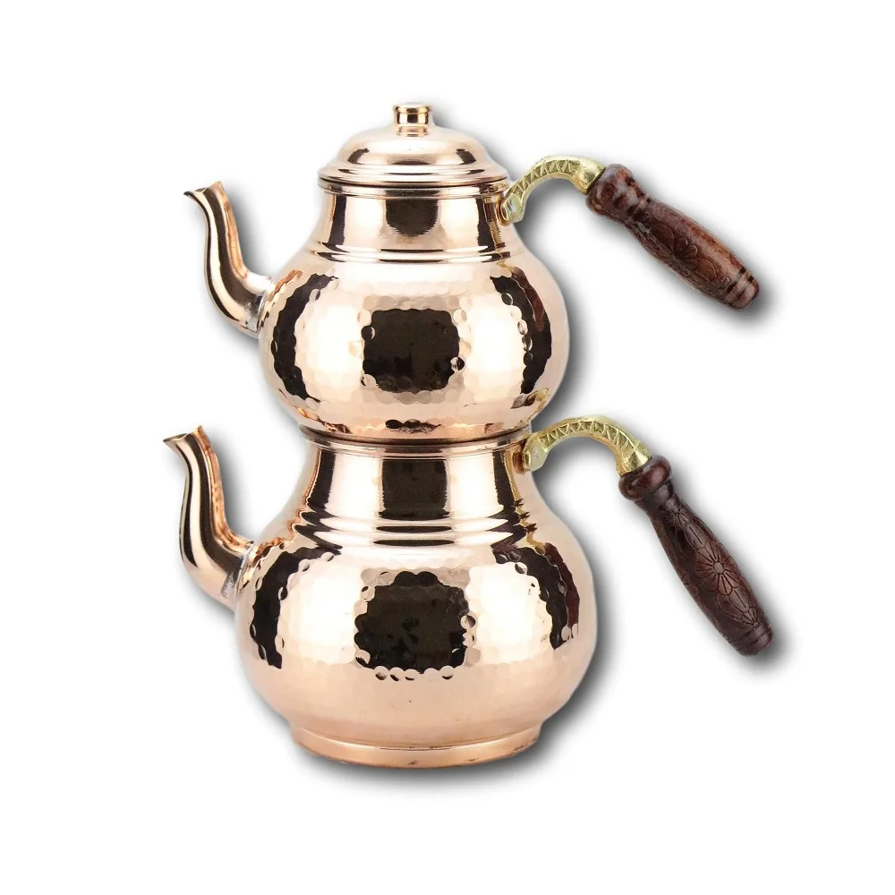 LaModaHome Hand Hammered Classic Design Copper Turkish Tea Pot