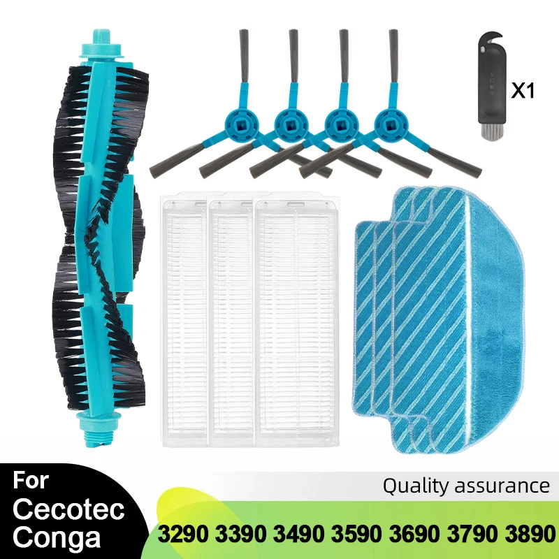 For Cecotec Conga 3290 3390 3490 3590 3690 3790 3890 Ultra Titanium Vacuum Cleaner Parts Main Side brush HEPA Filter Mop Rag