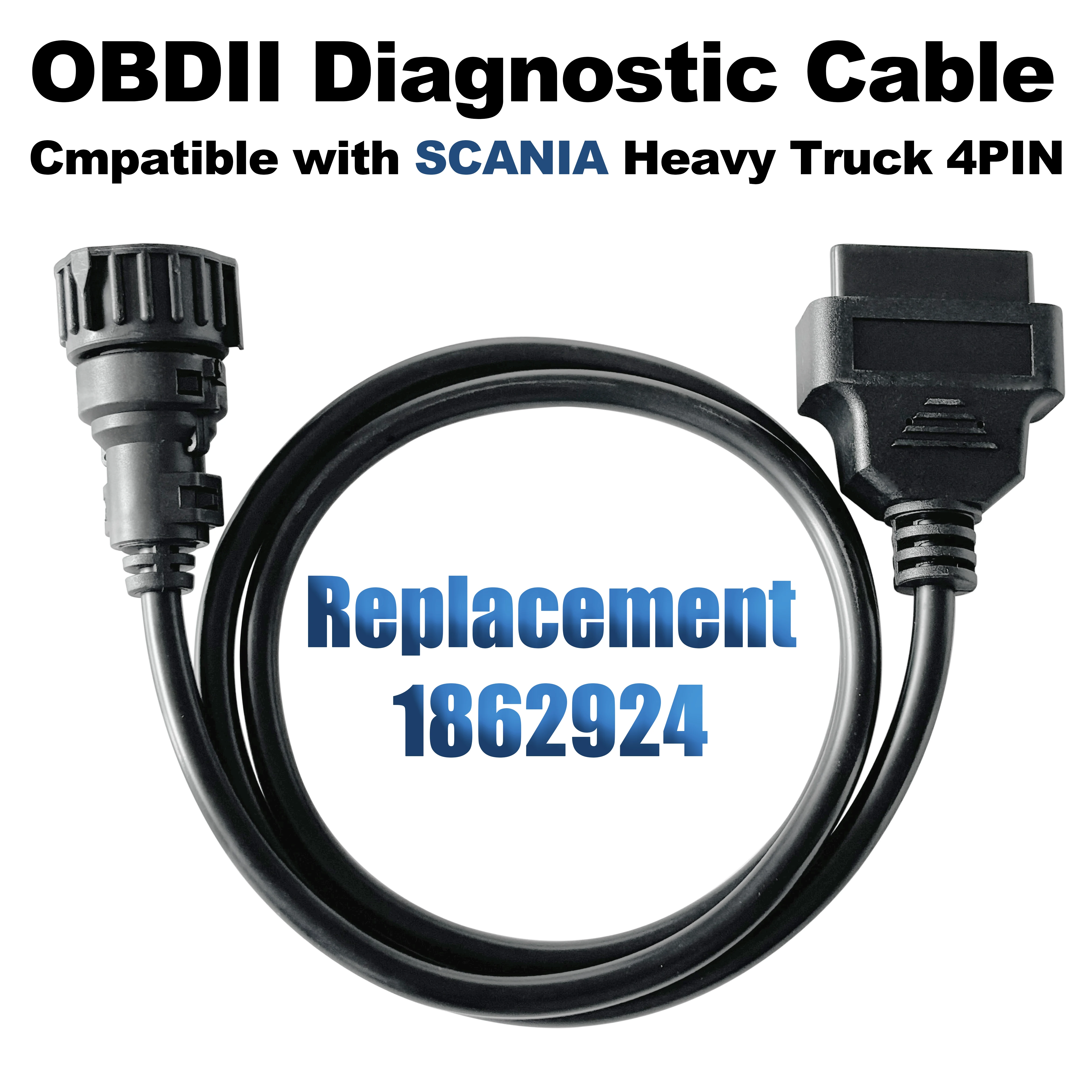 1862924 Replacement For Scania 4 Pin OBDII Diagnostic Cable Industrial/Marine Engine Diagnostic Connector OBD2 Extension Adapter