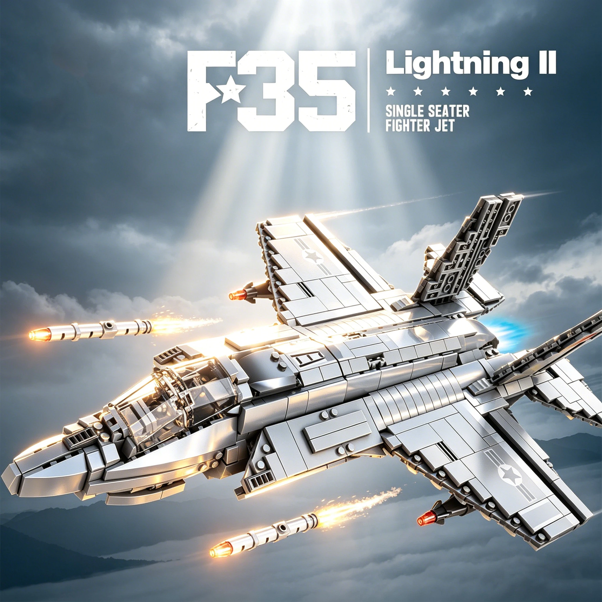 F35Fighter Jet Model Famous WWII Military Aircraft Carrier-Based Plane Military Fan Building Blocks Toy for Boys Children's Gift